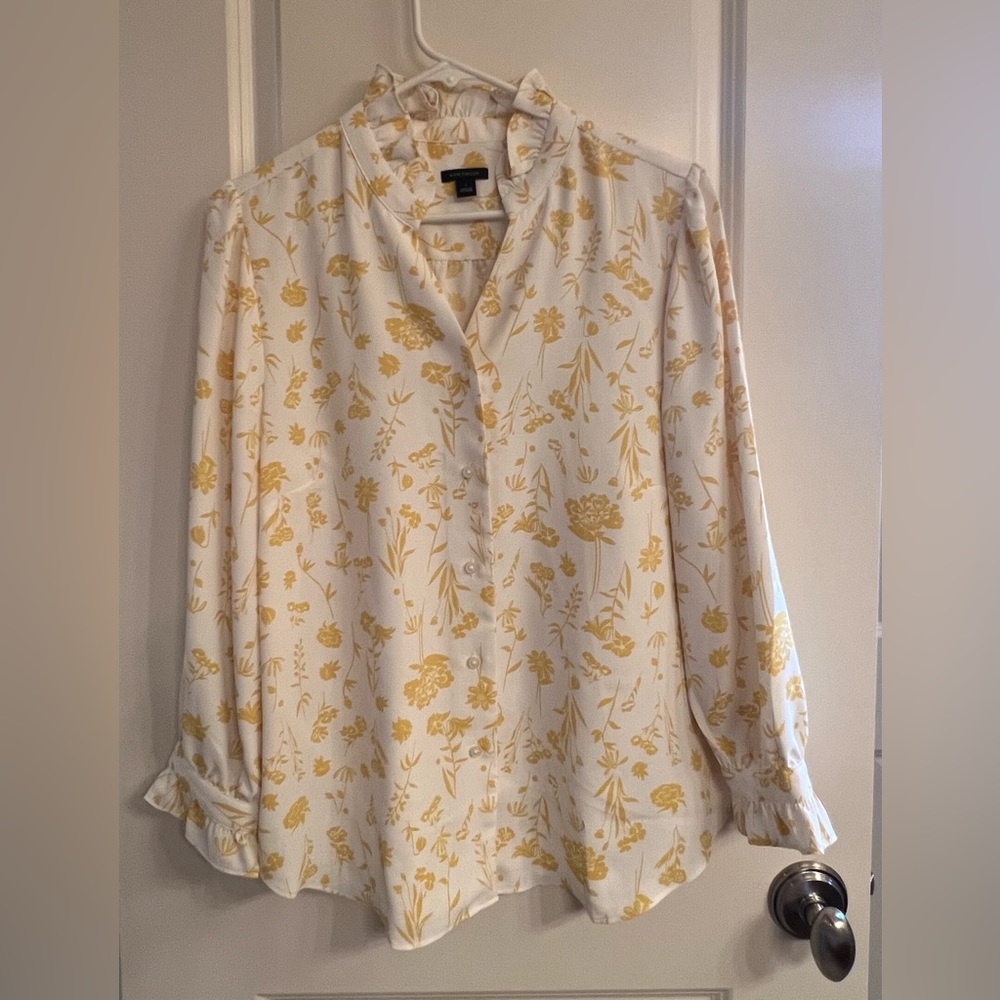 Ann Taylor Yellow Floral Blouse